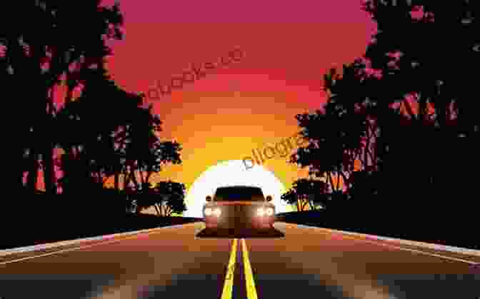 A Silhouette Of A Car Driving Down A Long, Open Road At Sunset Classic American Road Trips: Walking Tours Of Towns Along The Old Spanish Auto Trail (Look Up America Series)