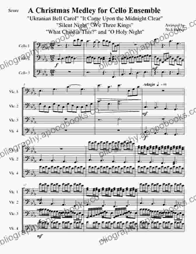 Cello Christmas For Four String Quartet Medley Book Cover (Cello) Christmas For Four String Quartet: Medley