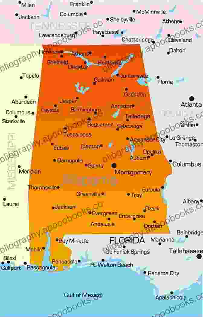 Map Of Alabama Highlighting Towns Featured In Look Up Alabama Walking Tours Look Up Alabama Walking Tours Of 4 Towns In The Heart Of Dixie (Look Up America Series)